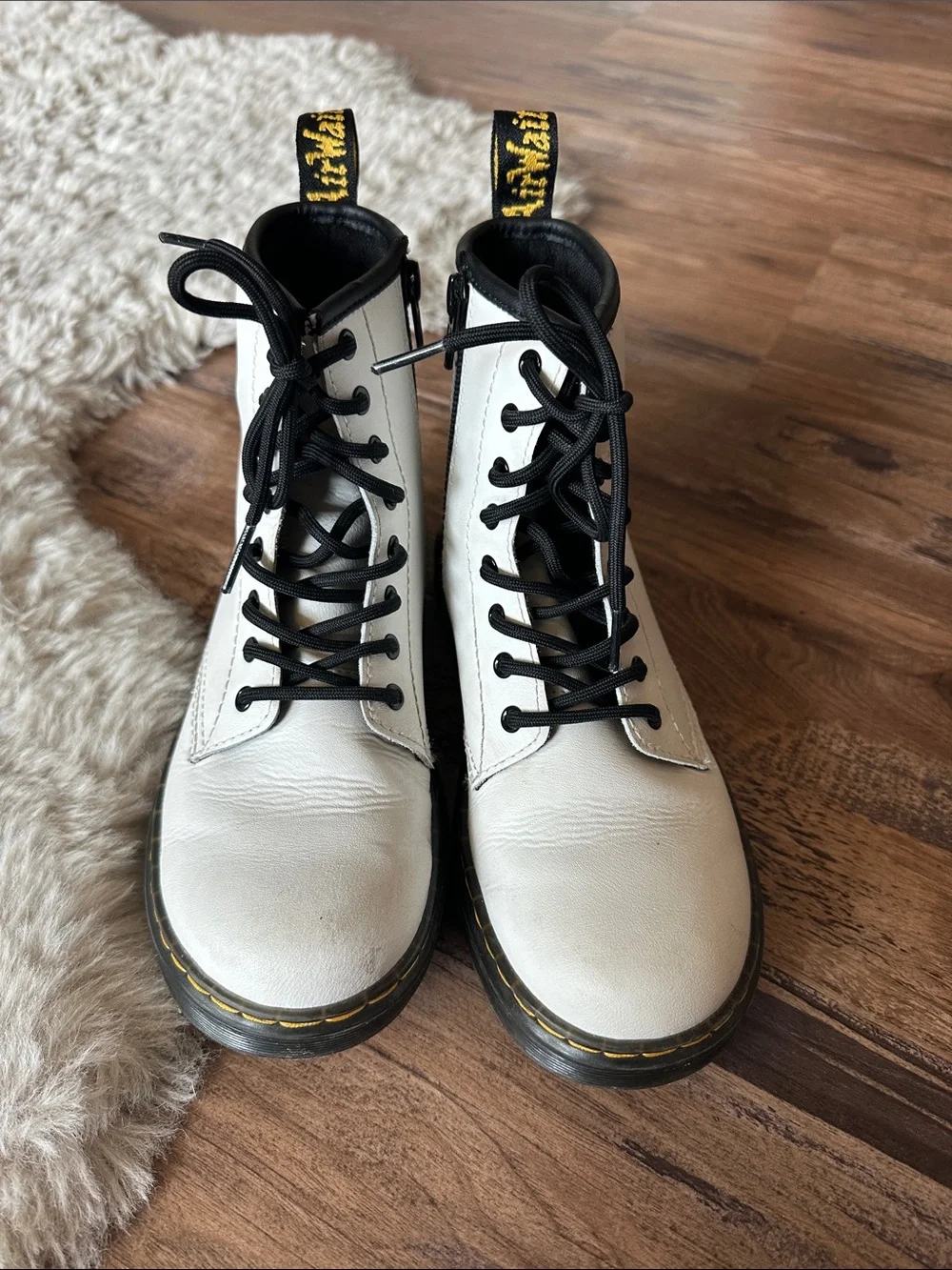 Dr. Martens White Lace-Up Leather Boots